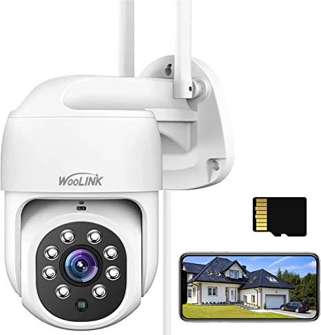 WOOLINK 2K Security Camera Outdoor, 360 ° Pan-Tilt 3MP UHD WiFi Camera for Home Security System (2.4ghz Only) Surveillance Camera, Motion Detect and Night Vision Outdoor/Indoor（with 32G sd Card）